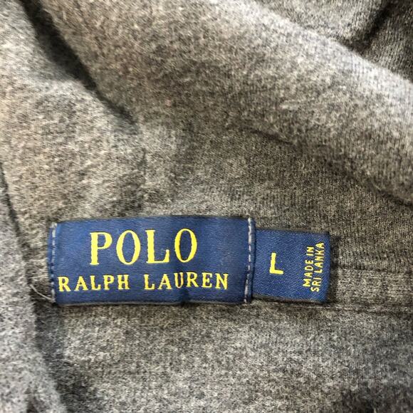 Polo Ralph Lauren mens L charcoal gray cotton knit zippered hoodie sweatshirt - Picture 4 of 11